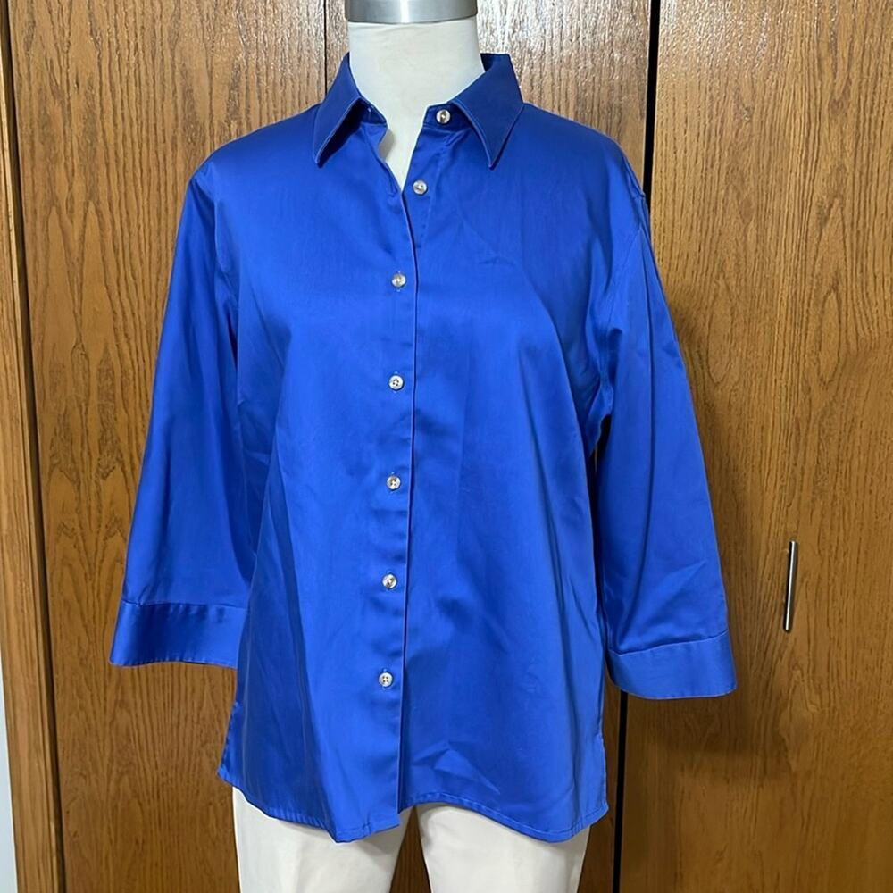 Lands End 3/4 Sleeve Button Up Blouse Size L